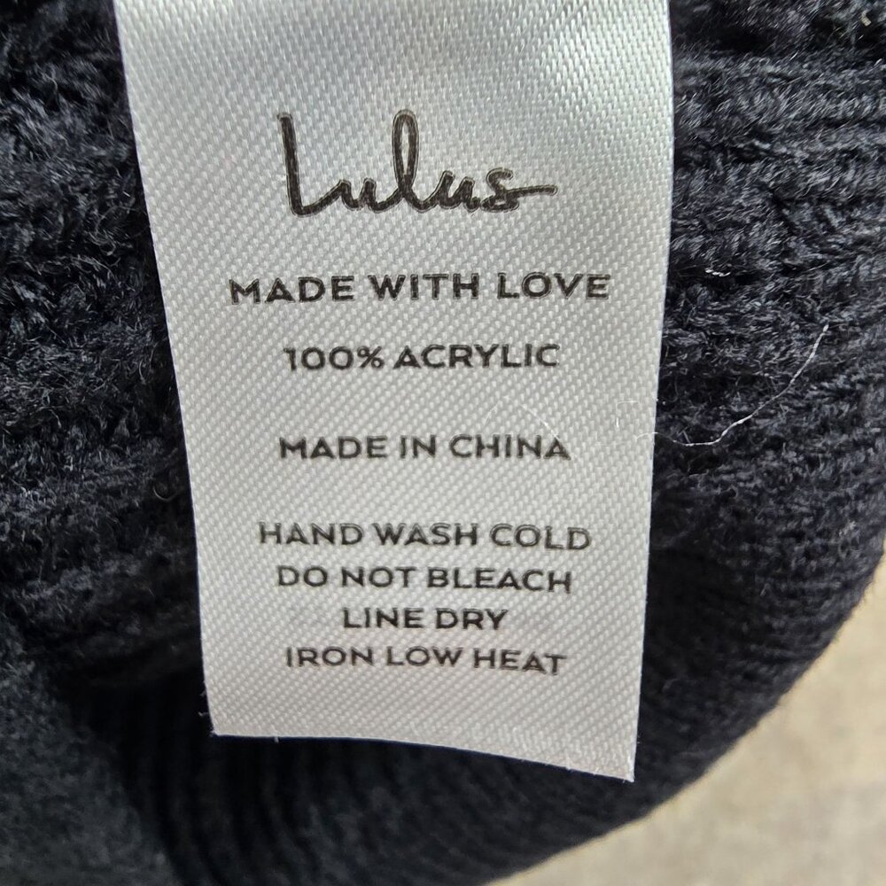 Lulus Womens Black Sweater Ruffle Collar Long Sleeve Acrylic Knit Medium - Picture 4 of 6